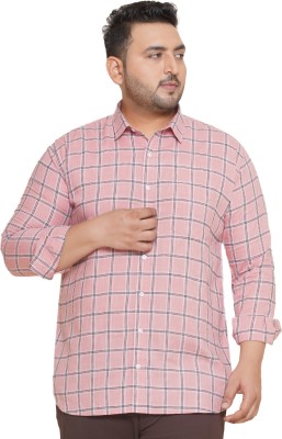 JOHN PRIDE Men Checkered Casual Pink Shirt