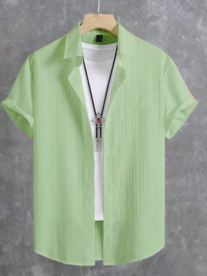 METRONAUT Men Self Design Casual Light Green Shirt