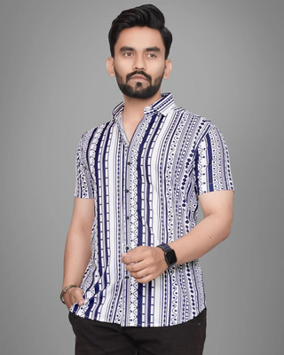 Tyzlo Men Printed Casual Blue Shirt