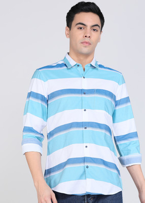 PETER ENGLAND Men Striped Casual Red Shirt
