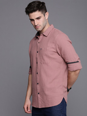 WROGN Men Solid Casual Pink Shirt