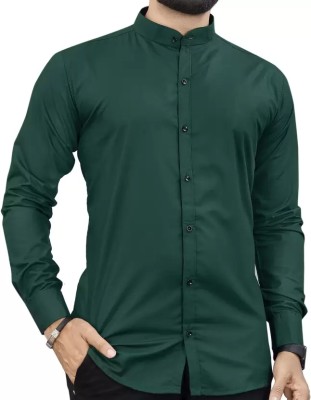 KNRO FAB Men Solid Casual Green Shirt