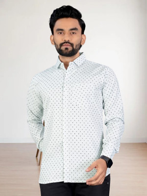 ISUEL FAB Men Printed Formal White Shirt