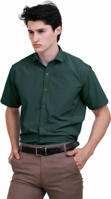 Appel Touch Men Solid Formal Green Shirt