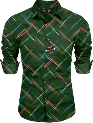 LAXBON Men Printed Casual Green Shirt