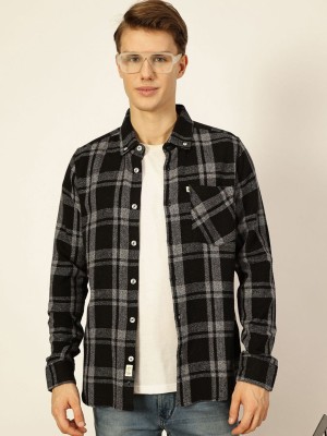 THOMAS SCOTT Men Checkered Casual Black Shirt