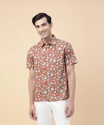 Fabindia Men Printed Casual Brown Shirt
