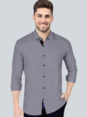 VTEXX Men Solid Beach Wear Grey Shirt