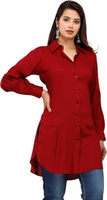 Myorica Women Solid Casual Maroon Shirt