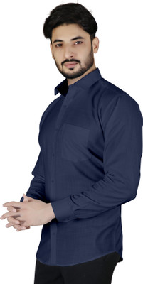Live Trendz Men Solid Casual Dark Blue Shirt