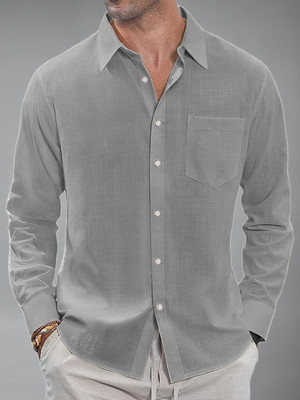 Apektra Men Solid Casual Grey Shirt