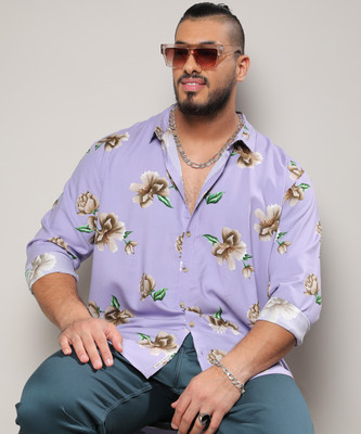 Instafab Plus Men Printed Casual Purple Shirt