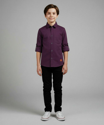 KILLER Boys Solid Casual Purple Shirt