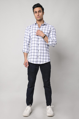 ANP BIHARIKA Men Checkered Casual White Shirt