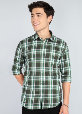 FLYING MACHINE Men Checkered Casual Green Shirt