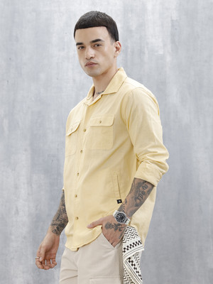 WROGN Men Solid Casual Beige Shirt