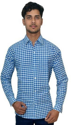 DESHBANDHU DBK Men Checkered Casual Dark Blue, Light Blue Shirt
