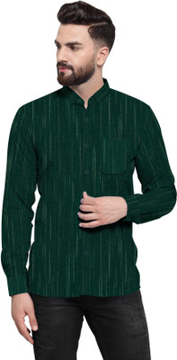 MK WORLD Men Solid Casual Green Shirt