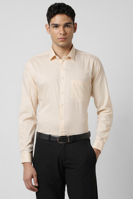 VAN HEUSEN Men Solid Formal Beige Shirt
