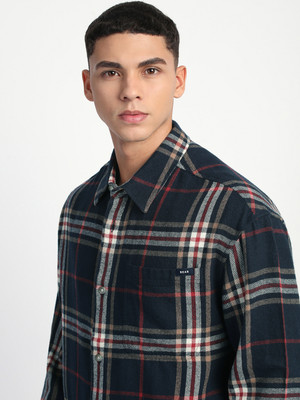 THE BEAR HOUSE Men Checkered Casual Blue Shirt
