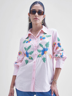 Tokyo Talkies Women Printed Casual Pink Shirt