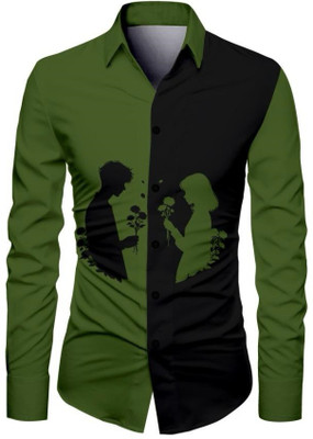 AviraEnterprise Men Printed Casual Dark Green Shirt