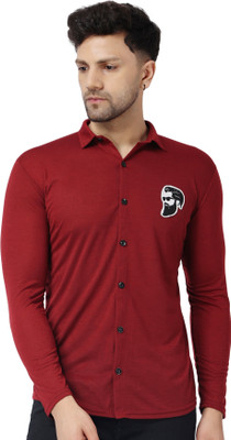 BEYOU FASHION Men Solid Casual Maroon Shirt
