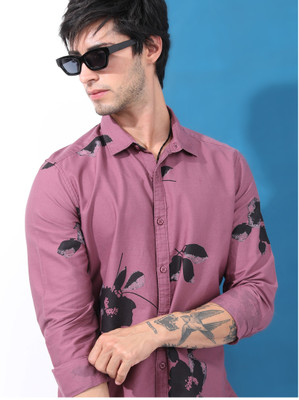 HIGHLANDER Men Printed Casual Purple, Black Shirt