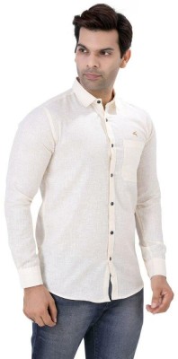 Muhenera Men Solid Casual Beige Shirt