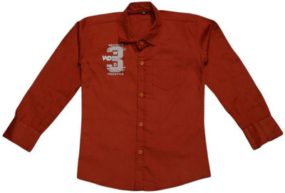 THE TINGGE Boys Solid Casual Red, Maroon Shirt