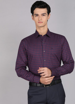 ARROW Men Checkered Formal Maroon Shirt