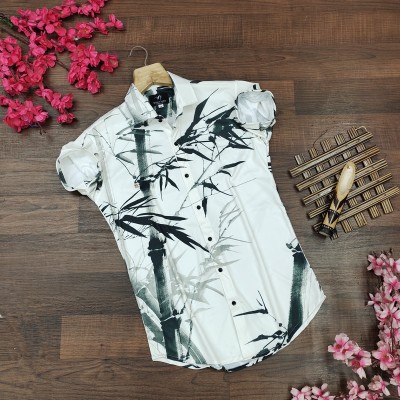 AD FASHION Men Printed Casual Cream Shirt