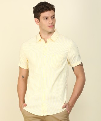 United Colors of Benetton Men Striped Casual Yellow Shirt