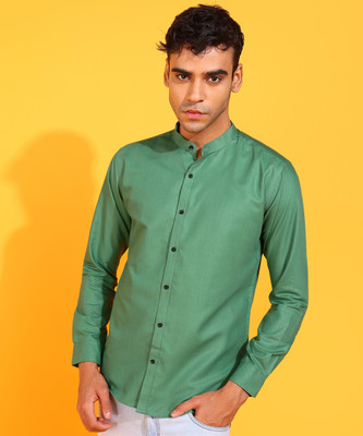 MILDIN Men Solid Formal Light Green Shirt
