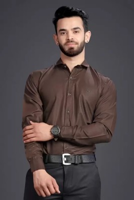 ASIAN & FITCH Men Solid Formal Brown Shirt