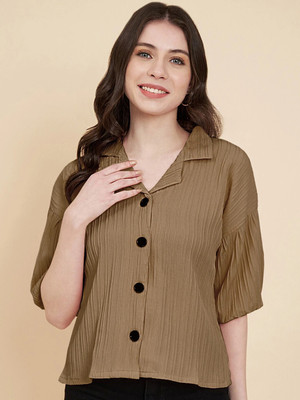 EKASYA Women Solid Casual Brown Shirt