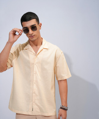 HIGHLANDER Men Solid Casual Orange Shirt