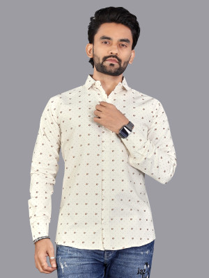 ALVIN ENTERPRISE Men Printed Casual Cream Shirt