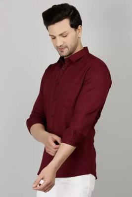 Havp K Squre enterprises Men Solid Formal Maroon Shirt