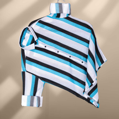Braxumber Men Striped Casual Blue, White Shirt