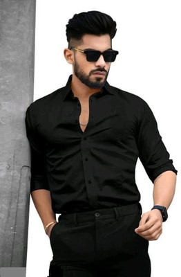Clyver Men Solid Casual Black Shirt