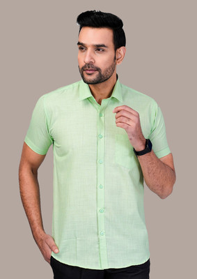 RENOUX Men Solid Formal Green Shirt