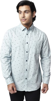 YU by Pantaloons Men Printed Casual Light Blue, Black Shirt