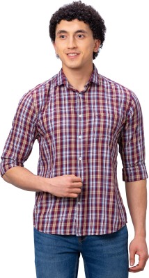 PARK AVENUE Men Checkered Casual Red Shirt