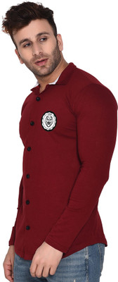 tfurnish Men Solid Casual Maroon Shirt