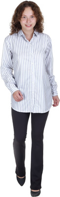 Cozmostore Women Striped Casual Grey Shirt