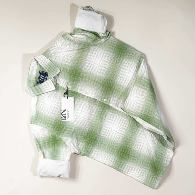 N AND J Men Checkered Casual Brown, White Shirt