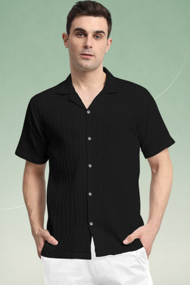 A Dearise Trend Men Striped Casual Black Shirt