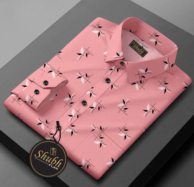SHUBHFLAX Men Printed Casual Pink Shirt