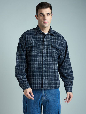 FUGAZEE Men Checkered Casual Grey Shirt